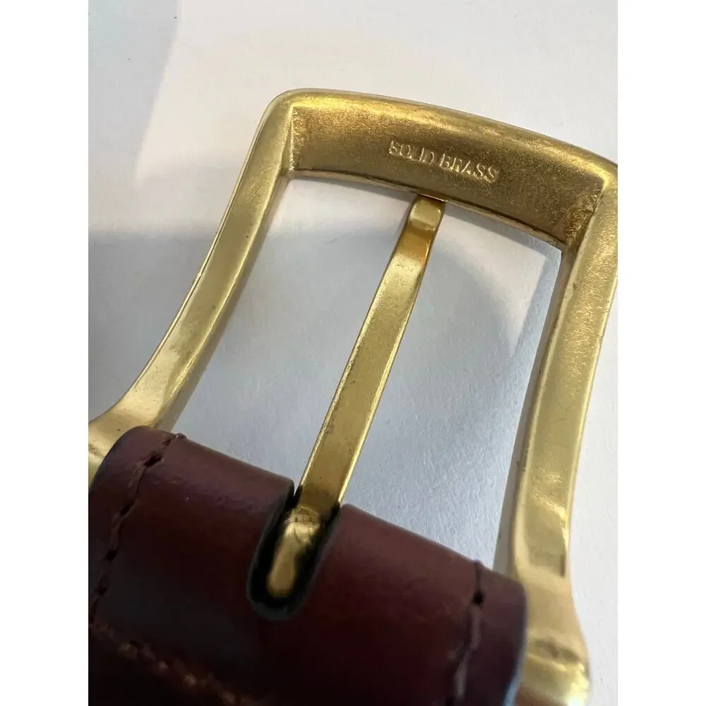 Vintage Braided Stretchy Belt Leather Elastic Solid BrassTan & Brown Size 40 SG